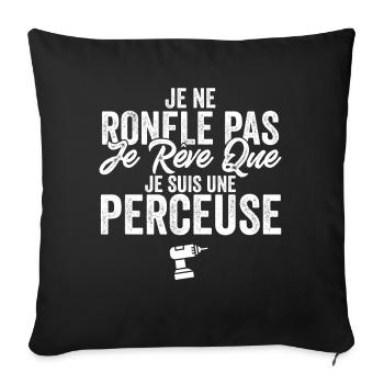 Perceuse Hurmour Bricolage pour Papa Bricoleur - Housse de coussin décorative 45 x 45 cm - noir - Devant