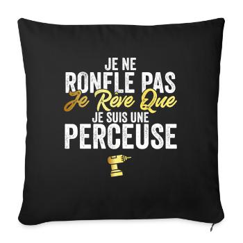 Perceuse Hurmour Bricolage pour Papa Bricoleur - Housse de coussin décorative 45 x 45 cm - noir - Devant