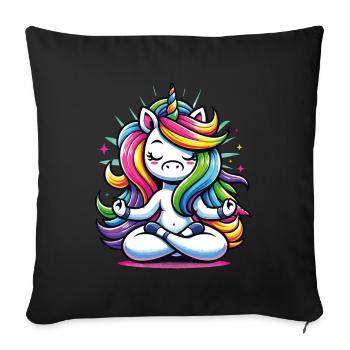 Licorne Yoga Méditation - Cadeau Femme Cool - Housse de coussin décorative 45 x 45 cm - noir - Devant