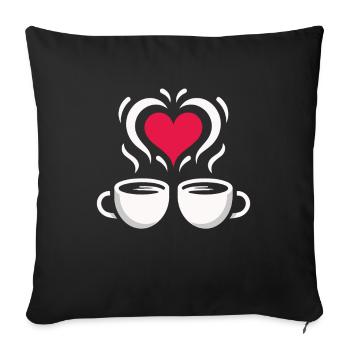 Coffee Illustration Heart Love Valentine's Day - Sofa pillowcase 17,3'' x 17,3'' (45 x 45 cm) - black - Front