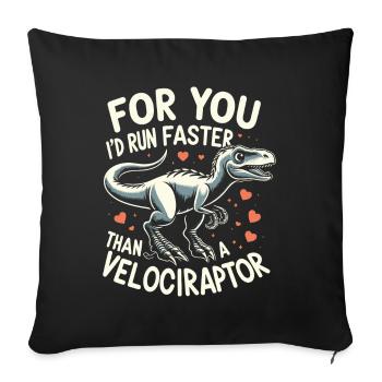Vélociraptor Humour St Valentin Cadeau Dinosaure - Housse de coussin décorative 45 x 45 cm - noir - Devant