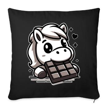 Cute horse and chocolate - Sofa pillowcase 17,3'' x 17,3'' (45 x 45 cm) - black - Front