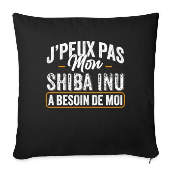 J'Peux Pas Mon Shiba Inu A Besoin De Moi - Housse de coussin décorative 45 x 45 cm - noir - Devant