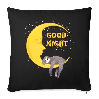 Good Night, Sloth - Sofa pillowcase 17,3'' x 17,3'' (45 x 45 cm) - black - Front