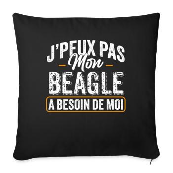 J'Peux Pas Mon Beagle A Besoin De Moi - Housse de coussin décorative 45 x 45 cm - noir - Devant