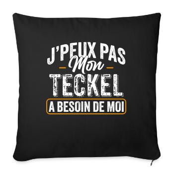 J'Peux Pas Mon Teckel A Besoin De Moi - Housse de coussin décorative 45 x 45 cm - noir - Devant