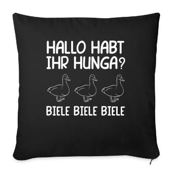 Hallo Habt Ihr Hunger? Biele Biele Biele Enten - Sofakissenbezug 45 x 45 cm - Schwarz - Vorne