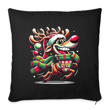 Merry Christmas Reindeer Funny - Sofa pillowcase 17,3'' x 17,3'' (45 x 45 cm) - black - Front