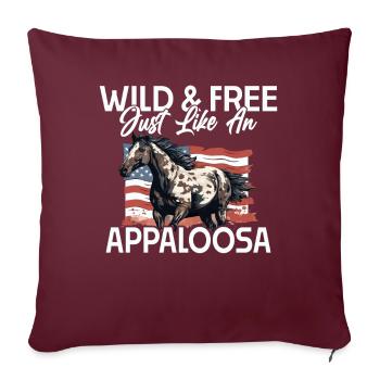 Vintage Appaloosa cheval amant américain USA drapeau - Housse de coussin décorative 45 x 45 cm - bordeaux - Devant
