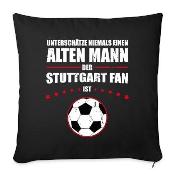 Alter Mann - Stuttgart Fan | Retro Vintage Design - Sofakissenbezug 45 x 45 cm - Schwarz - Vorne