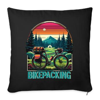 Bikepacking Sunset Trail - Sofa pillowcase 17,3'' x 17,3'' (45 x 45 cm) - black - Front