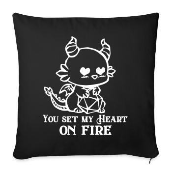 You set my Heart on fire RPG Valentine's Day - Sofa pillowcase 17,3'' x 17,3'' (45 x 45 cm) - black - Front