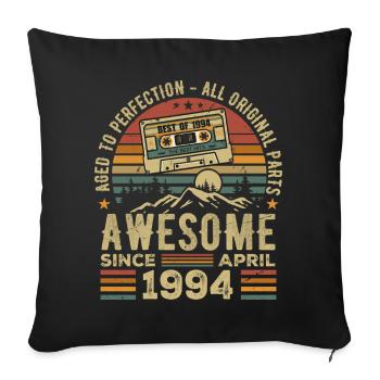 Avril 1994 Vintage Anniversaire Rétro Cadeau - Housse de coussin décorative 45 x 45 cm - noir - Devant