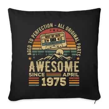 Avril 1975 Vintage Anniversaire Rétro Cadeau - Housse de coussin décorative 45 x 45 cm - noir - Devant