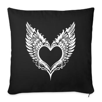 Ailes de coeur Cœur ailé - Housse de coussin décorative 45 x 45 cm - noir - Devant