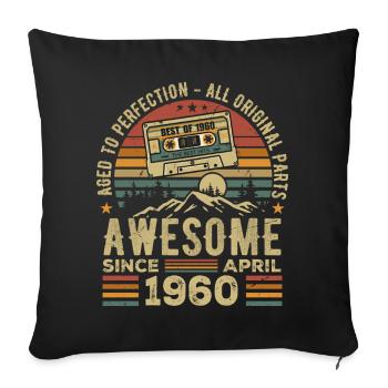 Avril 1960 Vintage Anniversaire Rétro Cadeau - Housse de coussin décorative 45 x 45 cm - noir - Devant