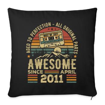 Avril 2011 Vintage Anniversaire Rétro Cadeau - Housse de coussin décorative 45 x 45 cm - noir - Devant