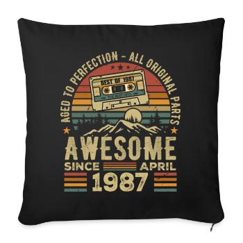 Avril 1987 Vintage Anniversaire Rétro Cadeau - Housse de coussin décorative 45 x 45 cm - noir - Devant