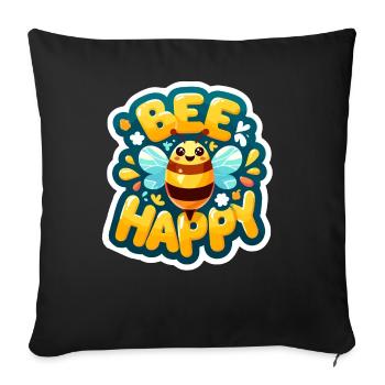 Bee Happy glückliche Biene - Sofa pillowcase 17,3'' x 17,3'' (45 x 45 cm) - black - Front