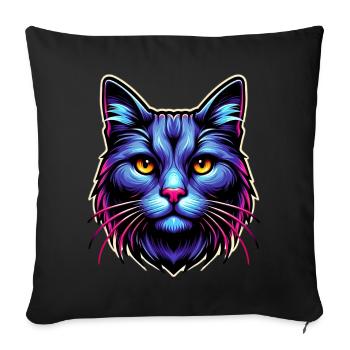 Chat - Housse de coussin décorative 45 x 45 cm - noir - Devant