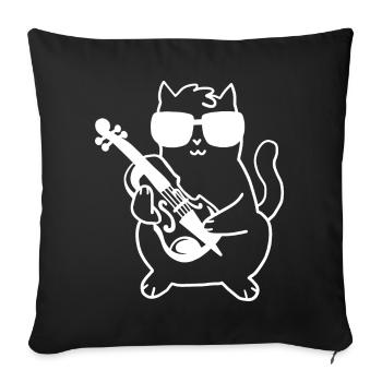 Geiger Geige Katze - Sofakissenbezug 45 x 45 cm - Schwarz - Vorne
