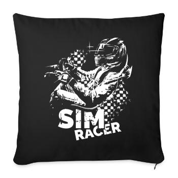 sim racer gamer racing car racer icon logo - Sofa pillowcase 17,3'' x 17,3'' (45 x 45 cm) - black - Front