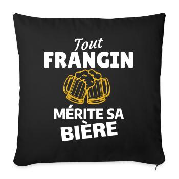 Humorous design, beer and friendship - Sofa pillowcase 17,3'' x 17,3'' (45 x 45 cm) - black - Front