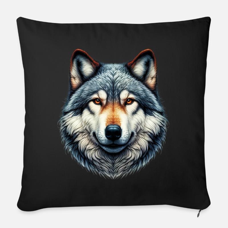 Wolf - Sofakissenbezug 45 x 45 cm - Schwarz