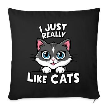 Chat Chats Amoureux Chat Propriétaire Chaton - Housse de coussin décorative 45 x 45 cm - noir - Devant