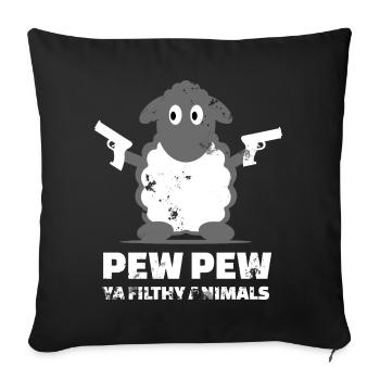 Mouton Pew Pew Ya Foulthy Animals - Housse de coussin décorative 45 x 45 cm - noir - Devant