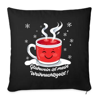 Glühwein: Weihnachtsgeist in der Tasse - Sofakissenbezug 45 x 45 cm - Schwarz - Vorne
