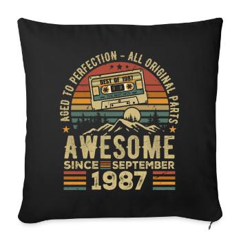 Birthday September 1987 Vintage September 1987 - Sofa pillowcase 17,3'' x 17,3'' (45 x 45 cm) - black - Front
