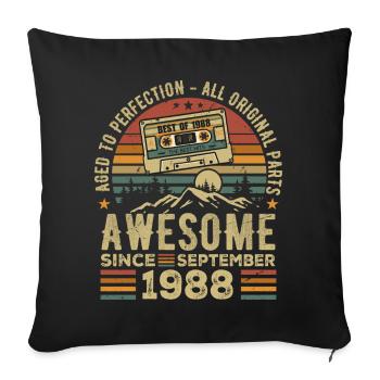 Anniversaire Septembre 1988 Vintage Septembre 1988 - Housse de coussin décorative 45 x 45 cm - noir - Devant