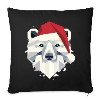 Christmas polar bear with Santa hat and beard - Sofa pillowcase 17,3'' x 17,3'' (45 x 45 cm) - black - Front