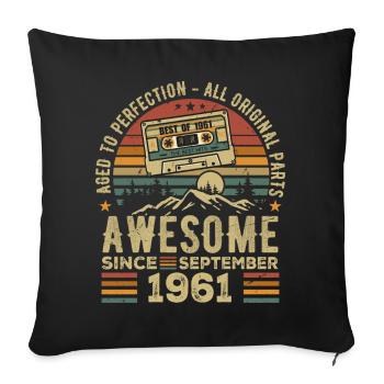 Anniversaire Septembre 1961 Vintage Septembre 1961 - Housse de coussin décorative 45 x 45 cm - noir - Devant