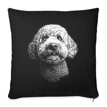Lagotto Romagnolo Portrait Chien Chien - Housse de coussin décorative 45 x 45 cm - noir - Devant