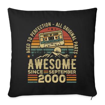 Birthday September 2000 Vintage September 2000 - Sofa pillowcase 17,3'' x 17,3'' (45 x 45 cm) - black - Front