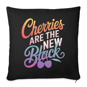 Kirsche Kirschen Früchte Essen - Sofakissenbezug 45 x 45 cm - Schwarz - Vorne