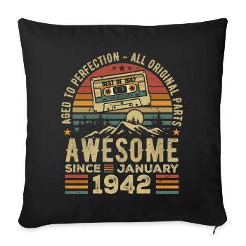 Anniversaire Janvier 1942 | Cadeau Janvier 1942 - Housse de coussin décorative 45 x 45 cm - noir - Devant