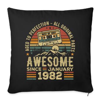 Anniversaire Janvier 1982 | Cadeau Janvier 1982 - Housse de coussin décorative 45 x 45 cm - noir - Devant