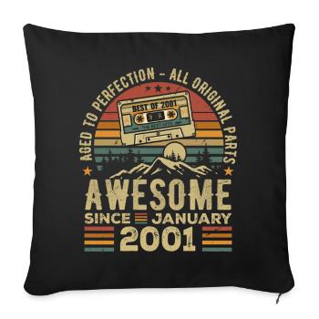 Birthday January 2001 | January 2001 Gift - Sofa pillowcase 17,3'' x 17,3'' (45 x 45 cm) - black - Front