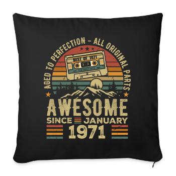 Anniversaire Janvier 1971 | Cadeau Janvier 1971 - Housse de coussin décorative 45 x 45 cm - noir - Devant