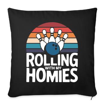 Bowling Bowler Pin Ball Bowling Ball - Housse de coussin décorative 45 x 45 cm - noir - Devant
