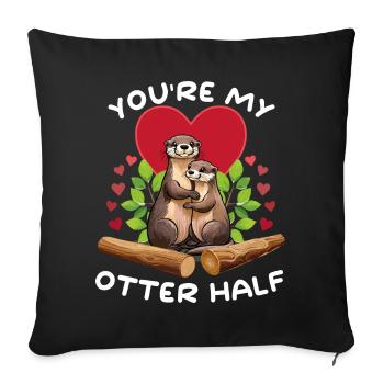 Otter Hug Heart - You're my otter half - Sofa pillowcase 17,3'' x 17,3'' (45 x 45 cm) - black - Front