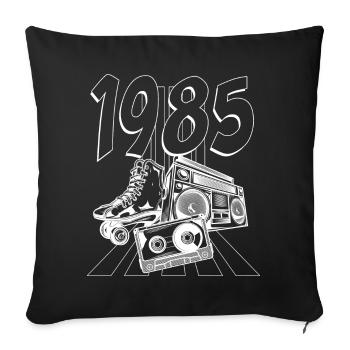 1985 Retro Boombox und Skates - Sofakissenbezug 45 x 45 cm - Schwarz - Vorne