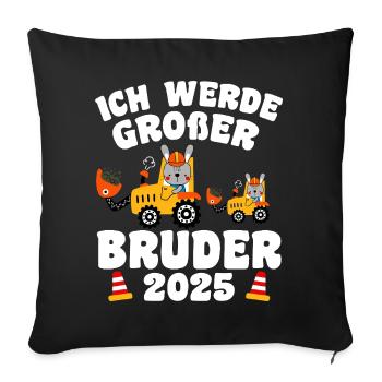 I'm going to be a big brother in 2025 - Sofa pillowcase 17,3'' x 17,3'' (45 x 45 cm) - black - Front