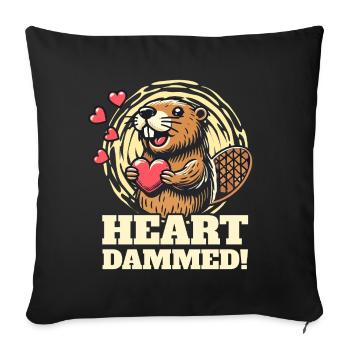 Heart Dammed - Cute Beaver Design for Valentine's Day - Sofa pillowcase 17,3'' x 17,3'' (45 x 45 cm) - black - Front