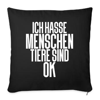I hate people animals are ok - Sofa pillowcase 17,3'' x 17,3'' (45 x 45 cm) - black - Front