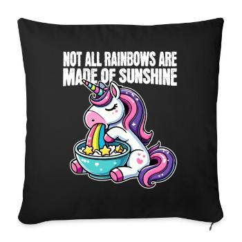 Funny Unicorn – Not All Rainbows - Sofa pillowcase 17,3'' x 17,3'' (45 x 45 cm) - black - Front