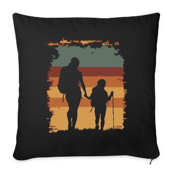 Mère et fille Randonnée Vintage Fête des Mères - Housse de coussin décorative 45 x 45 cm - noir - Devant